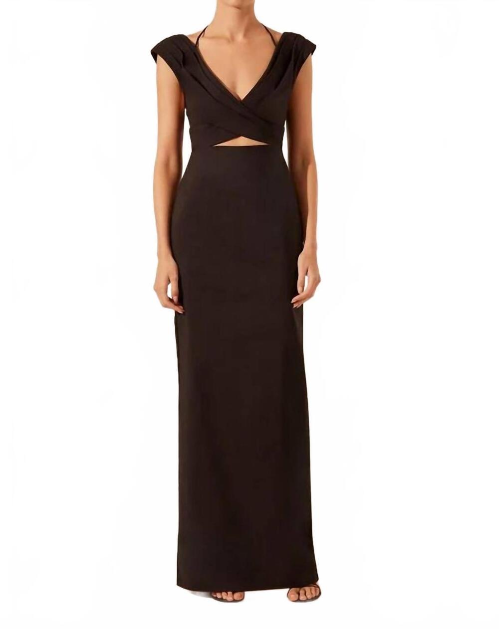 NEW SHONA JOY lani cross front ruched maxi dress in black